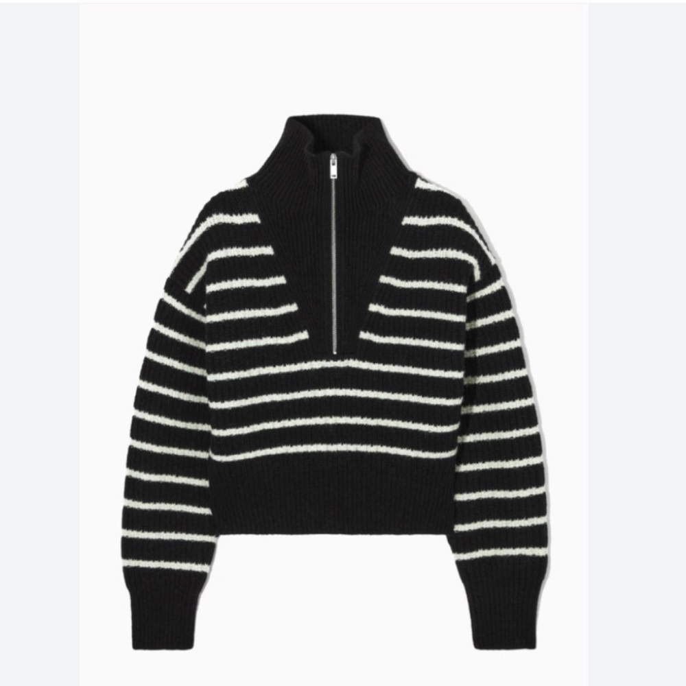 COS Half-Zip Funnel Neck Wool Jumper Sweater S